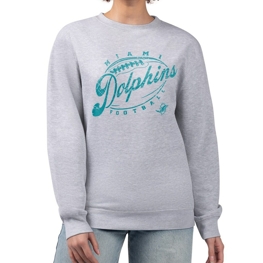 NFL Miami Dolphins G-III 4Her by Carl Banks Women's Distressed Graphics Fleece Pullover Sweatshirt