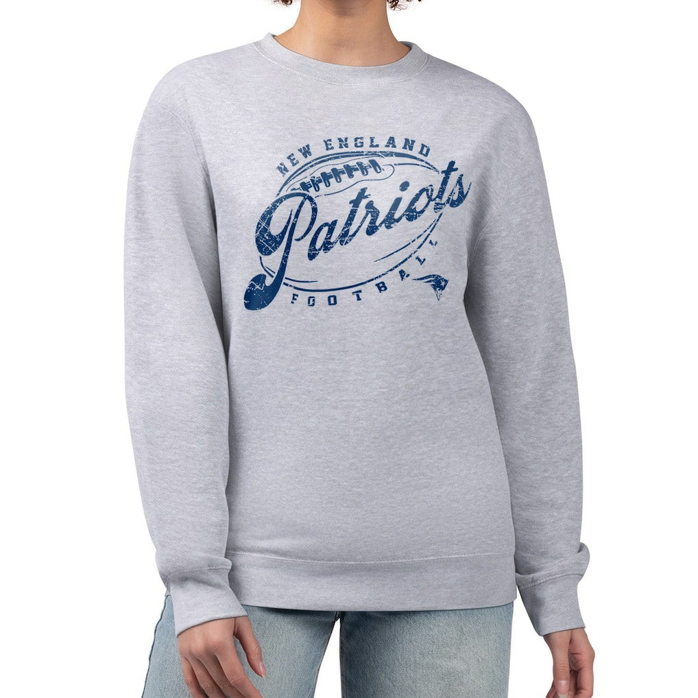 NFL New England Patriots G-III 4Her by Carl Banks Women's Distressed Graphics Fleece Pullover Sweatshirt