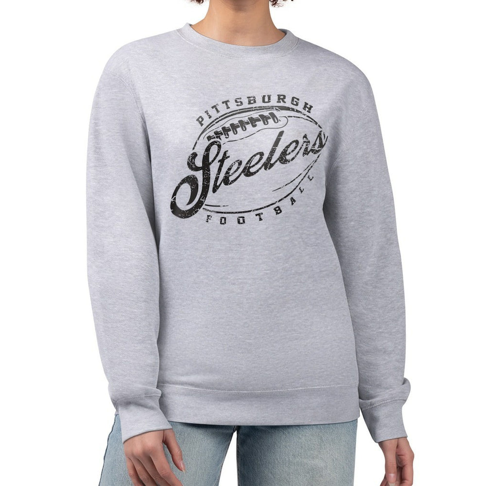 NFL Pittsburgh Steelers G-III 4Her by Carl Banks Women's Distressed Graphics Fleece Pullover Sweatshirt