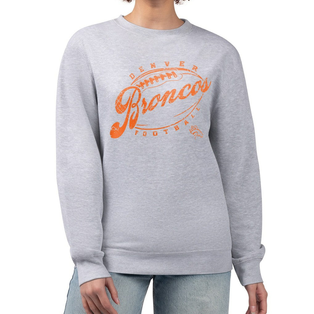 NFL Denver Broncos G-III 4Her by Carl Banks Women's Distressed Graphics Fleece Pullover Sweatshirt