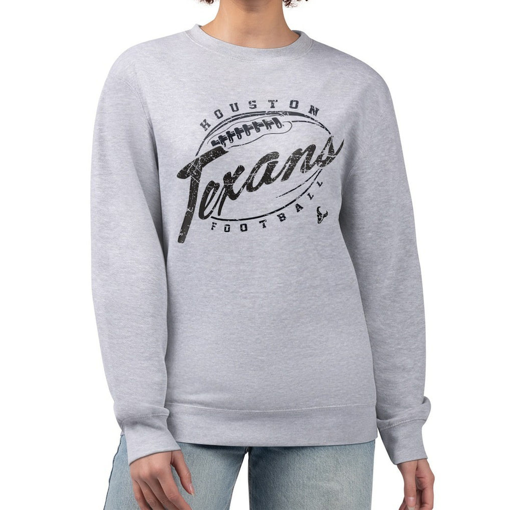 NFL Houston Texans G-III 4Her by Carl Banks Women's Distressed Graphics Fleece Pullover Sweatshirt