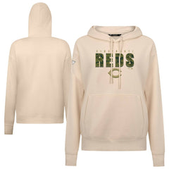 Cincinnati Reds Levelwear Women's Adorn Protect W Pullover Hoodie - Khaki