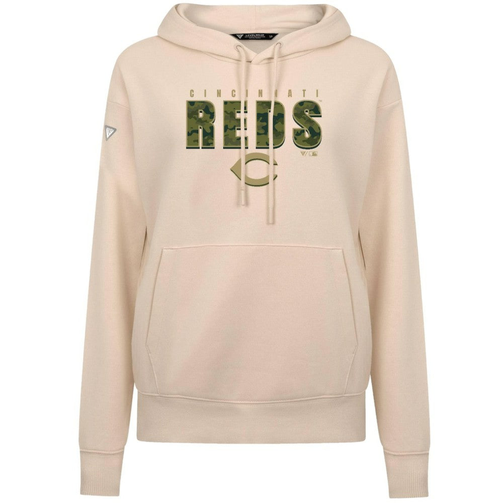 Cincinnati Reds Levelwear Women's Adorn Protect W Pullover Hoodie - Khaki