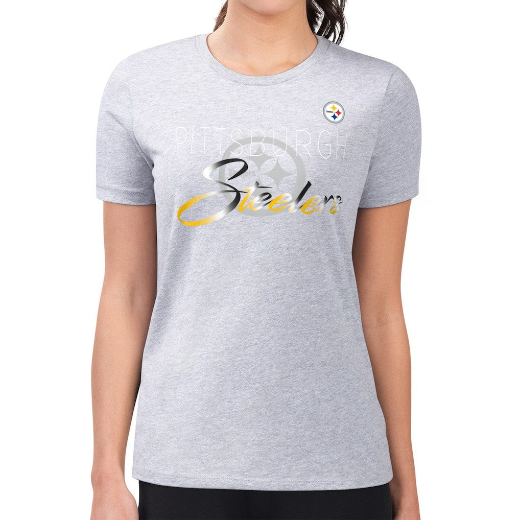 NFL Pittsburgh Steelers G-III 4Her by Carl Banks Women's Super-Slim Fit Lightweight Shadow Logo T-Shirt
