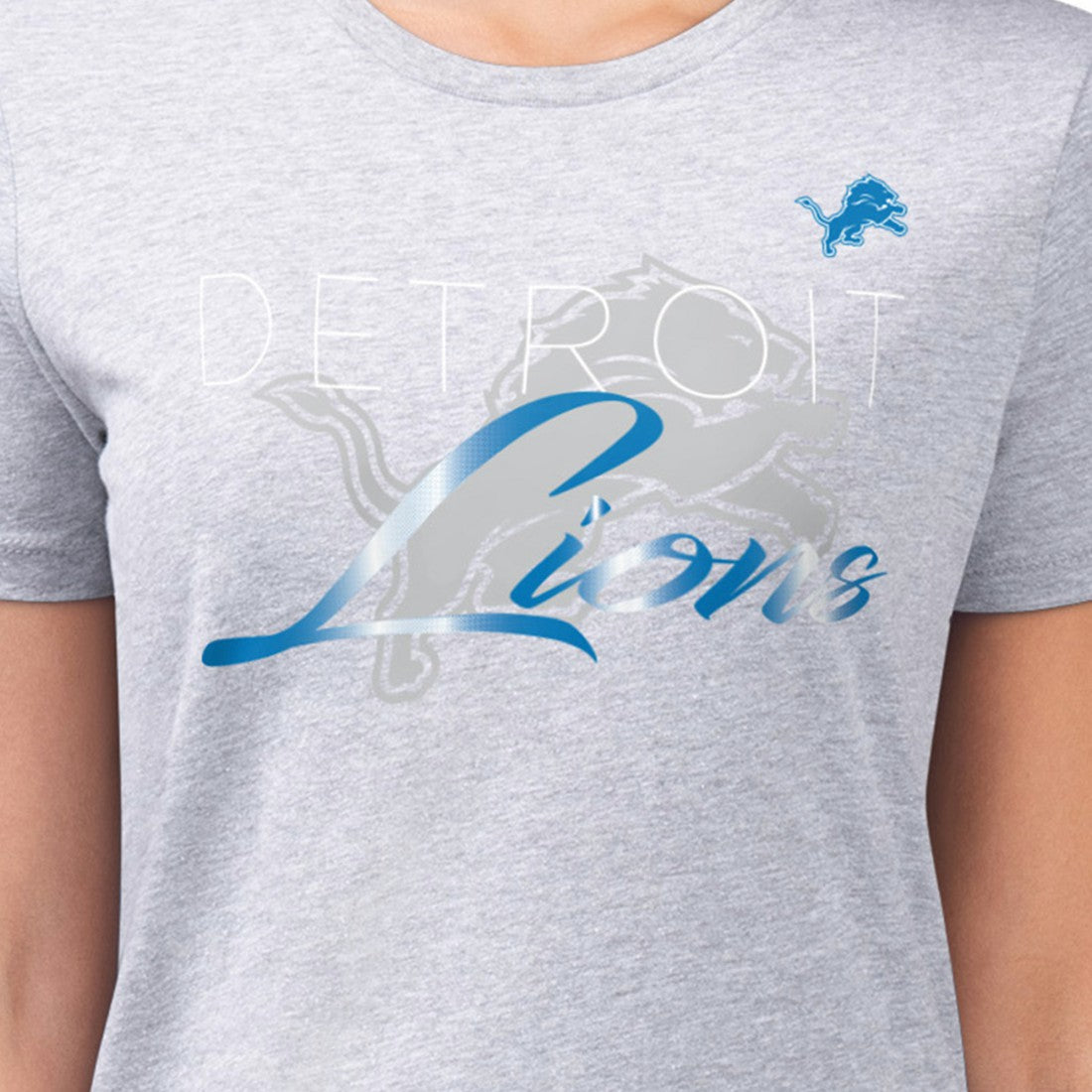 NFL Detroit Lions G-III 4Her by Carl Banks Women's Super-Slim Fit Lightweight Shadow Logo T-Shirt