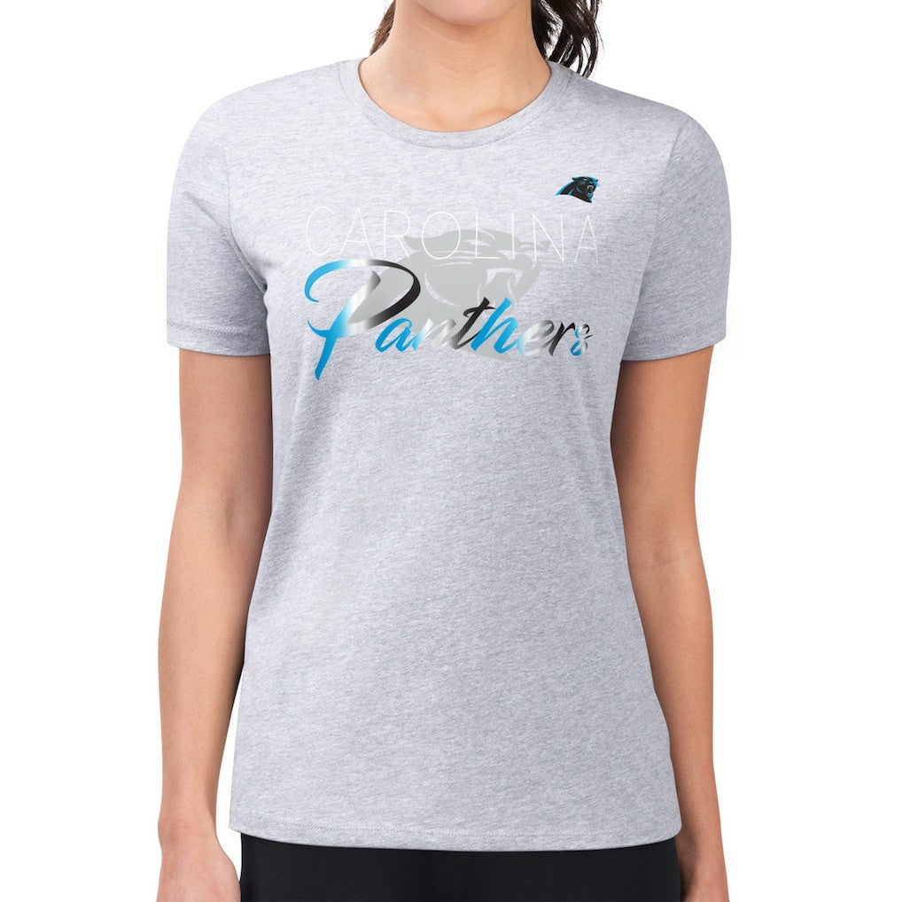 NFL Carolina Panthers G-III 4Her by Carl Banks Women's Super-Slim Fit Lightweight Shadow Logo T-Shirt