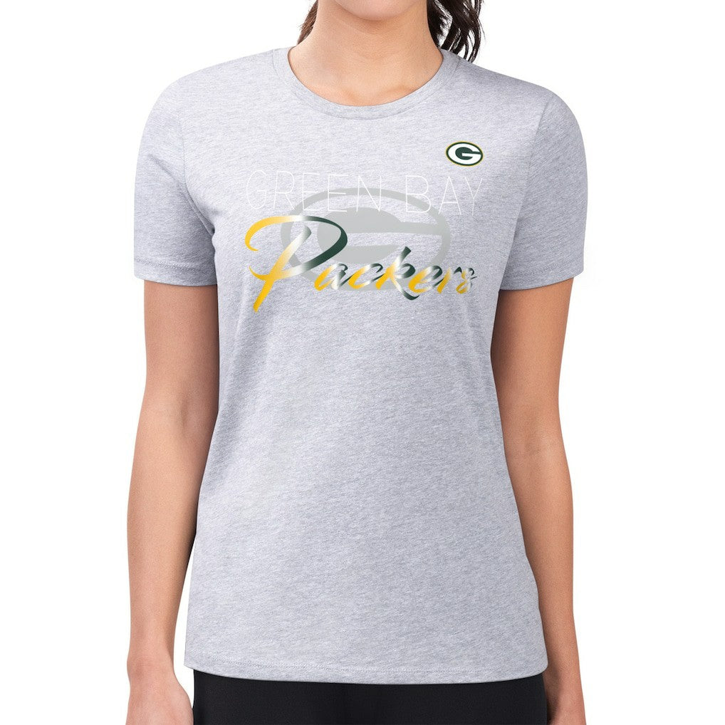 NFL Green Bay Packers G-III 4Her by Carl Banks Women's Super-Slim Fit Lightweight Shadow Logo T-Shirt