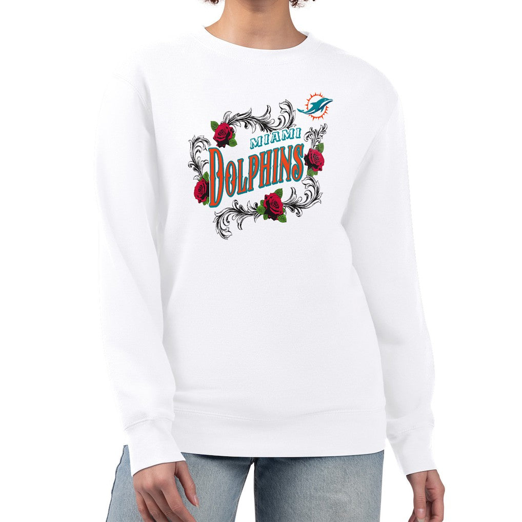 NFL Miami Dolphins G-III 4Her by Carl Banks Women's Roses Fleece Tri-Blend Pullover Sweatshirt