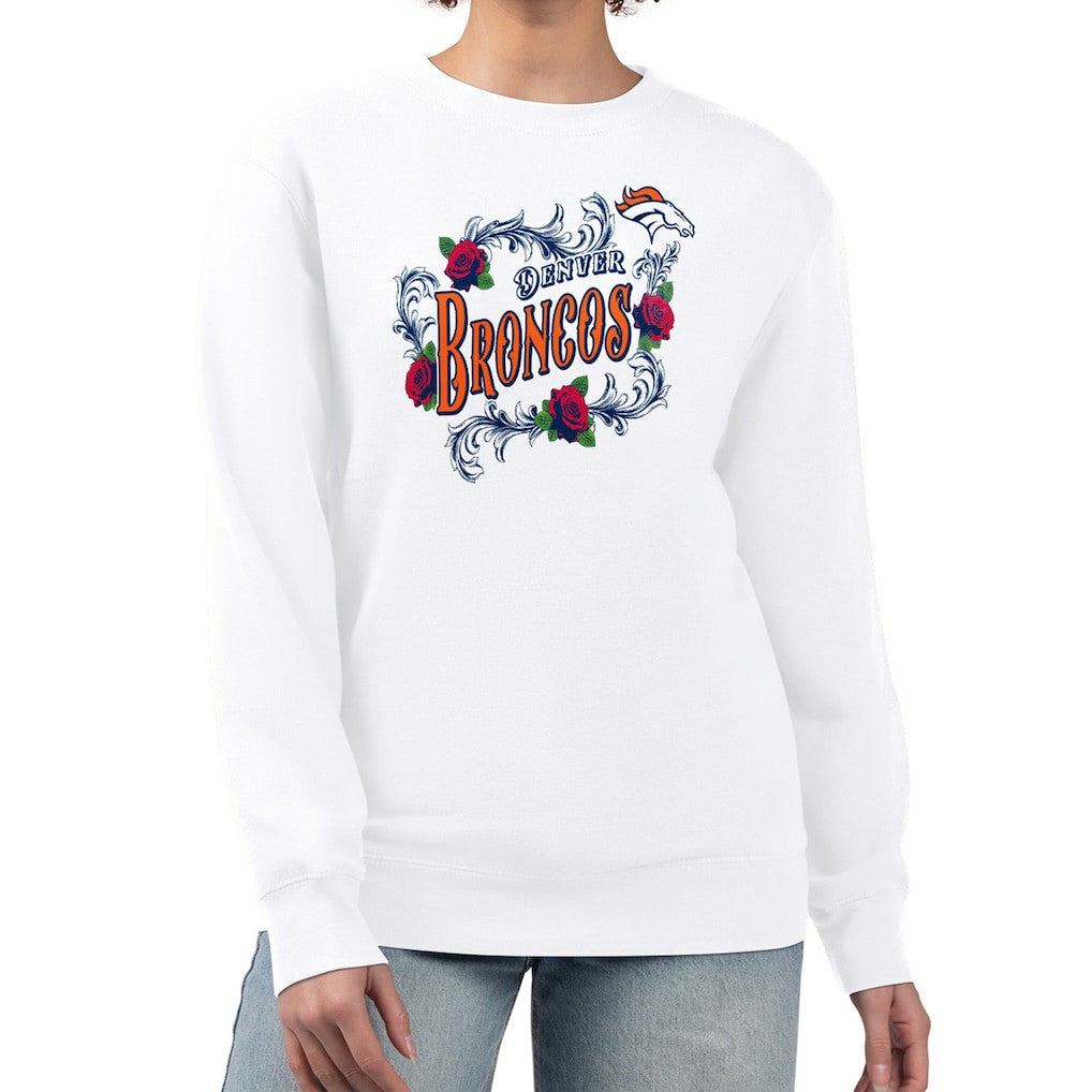 NFL Denver Broncos G-III 4Her by Carl Banks Women's Roses Fleece Tri-Blend Pullover Sweatshirt