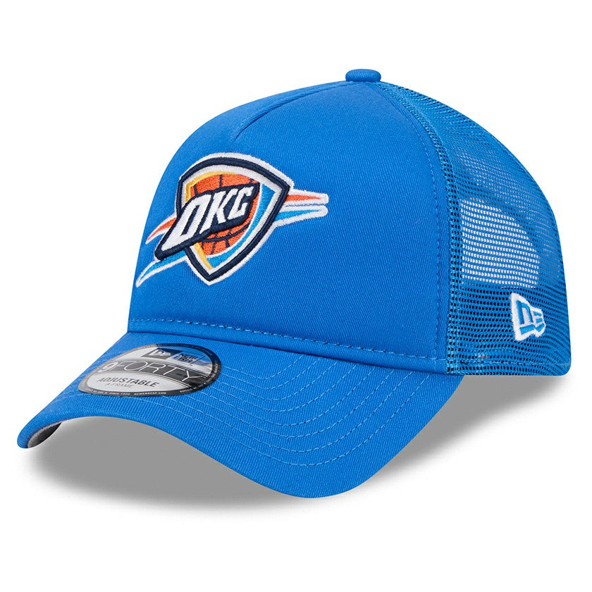 Oklahoma City Thunder Core Logo Foam Front A-Frame 9FORTY Adjustable Trucker Hat - Blue | New Era discount