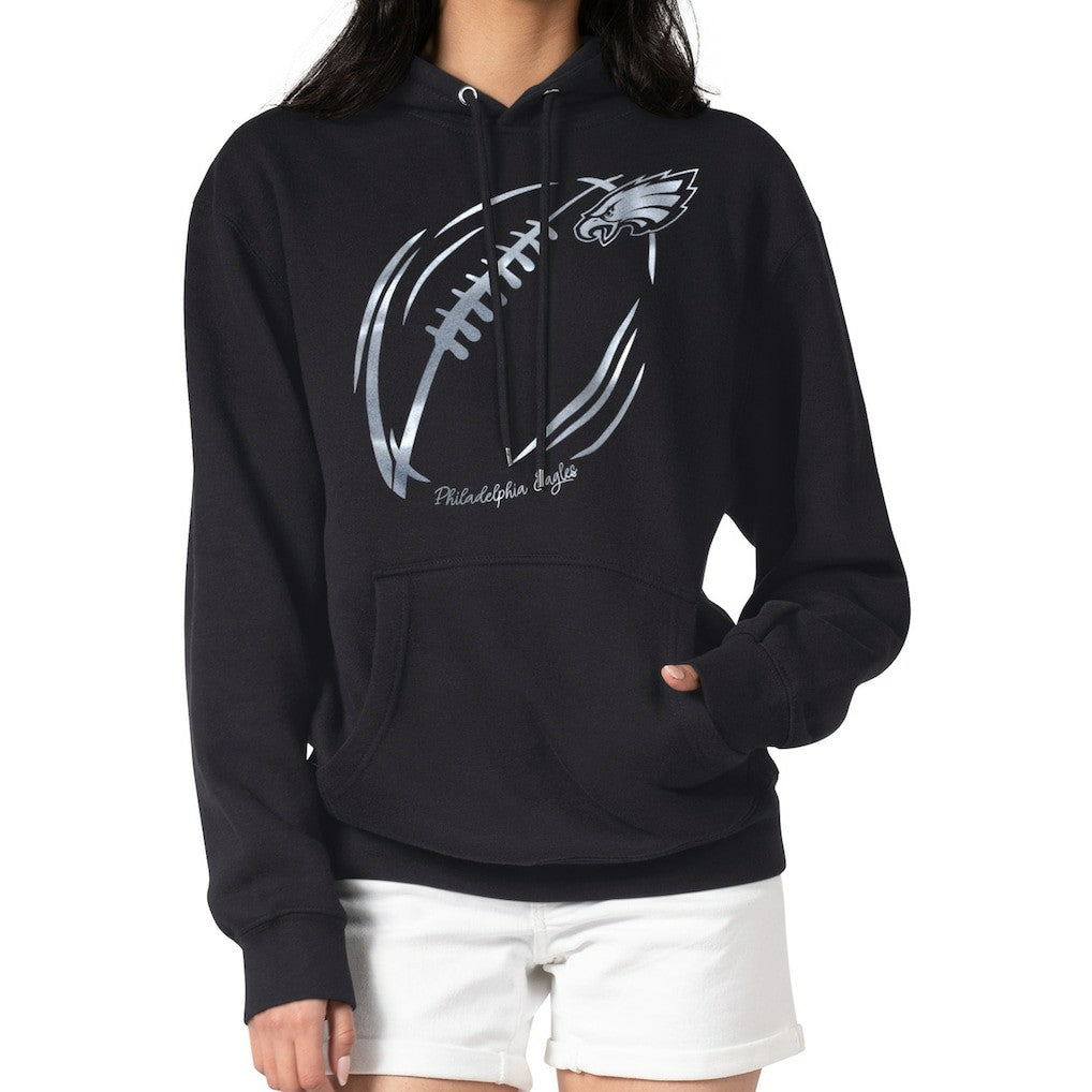 NFL Philadelphia Eagles G-III 4Her by Carl Banks Women's Metallic Print Football Sketch Fleece Pullover Hoodie