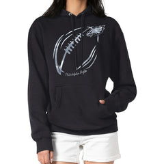 NFL Philadelphia Eagles G-III 4Her by Carl Banks Women's Metallic Print Football Sketch Fleece Pullover Hoodie