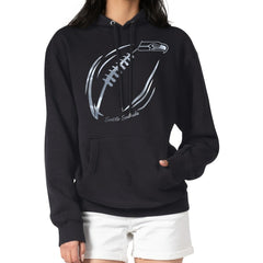 NFL Seattle Seahawks G-III 4Her by Carl Banks Women's Metallic Print Football Sketch Fleece Pullover Hoodie