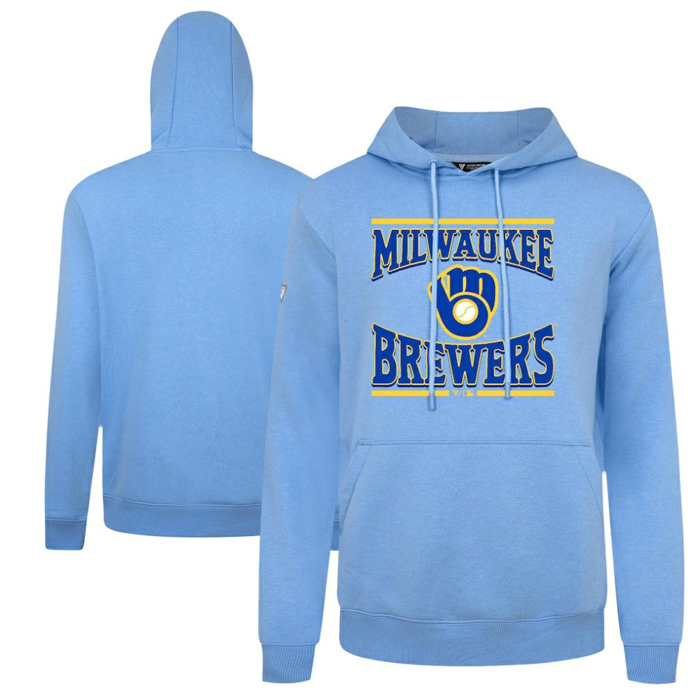Milwaukee Brewers Levelwear Big Brew Podium Pullover Hoodie - Light Blue