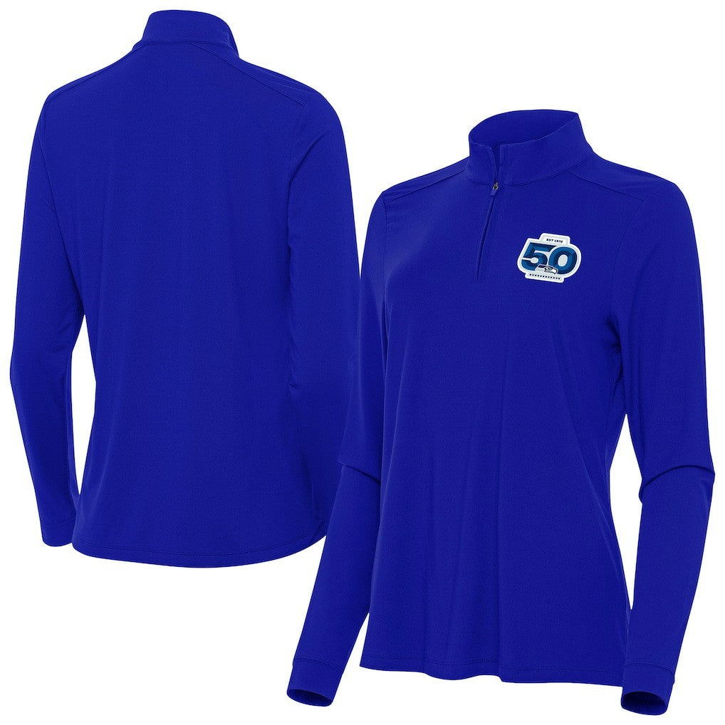 NFL Seattle Seahawks Antigua Women's 50th Season Intent Quarter-Zip Pullover