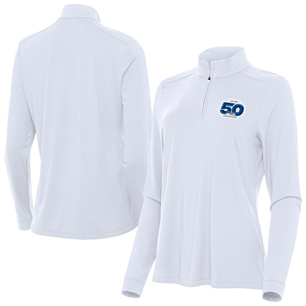 NFL Seattle Seahawks Antigua Women's 50th Season Intent Quarter-Zip Pullover