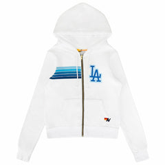 Los Angeles Dodgers Aviator Nation x MLB Unisex Five-Stripe Tri-Blend Full-Zip Hoodie - White