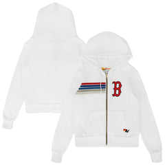 Boston Red Sox Aviator Nation x MLB Unisex Five-Stripe Tri-Blend Full-Zip Hoodie - White
