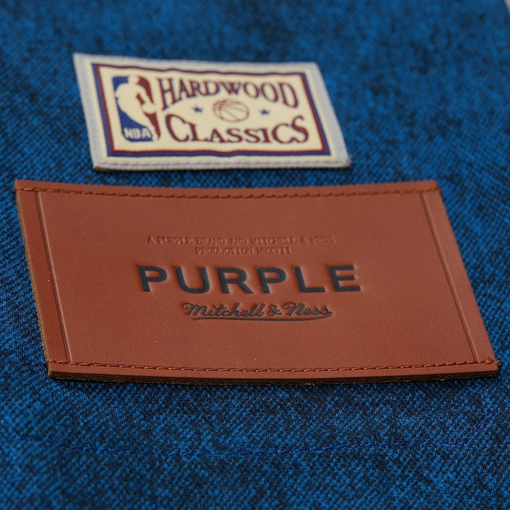New York Knicks x Purple Brand Button-Up Shooting Shirt - Navy | Mitchell & Ness shop