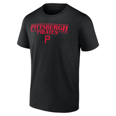 Pittsburgh Pirates Stranger Things Logo Lockup T-Shirt - Black
