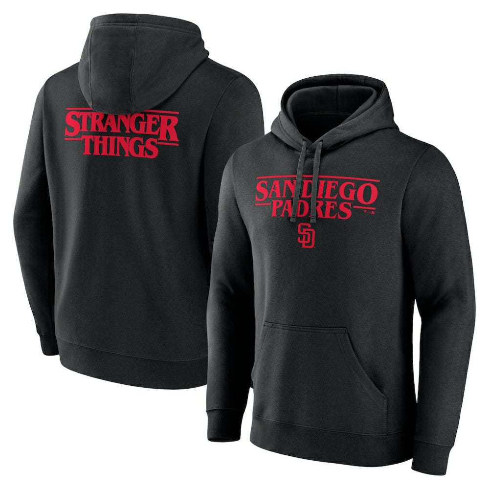San Diego Padres Stranger Things Logo Lockup Pullover Hoodie - Black