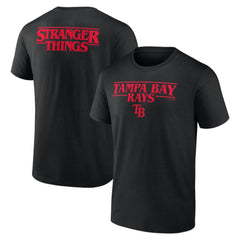 Tampa Bay Rays Stranger Things Logo Lockup T-Shirt - Black