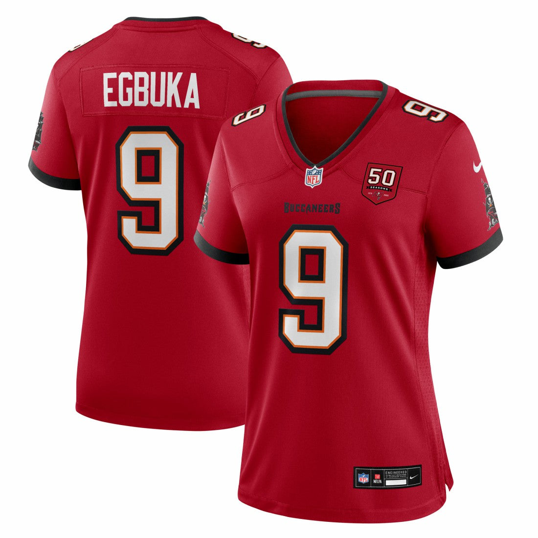 NFL Tampa Bay Buccaneers Emeka Egbuka  Women's 50th Season Team Game Jersey