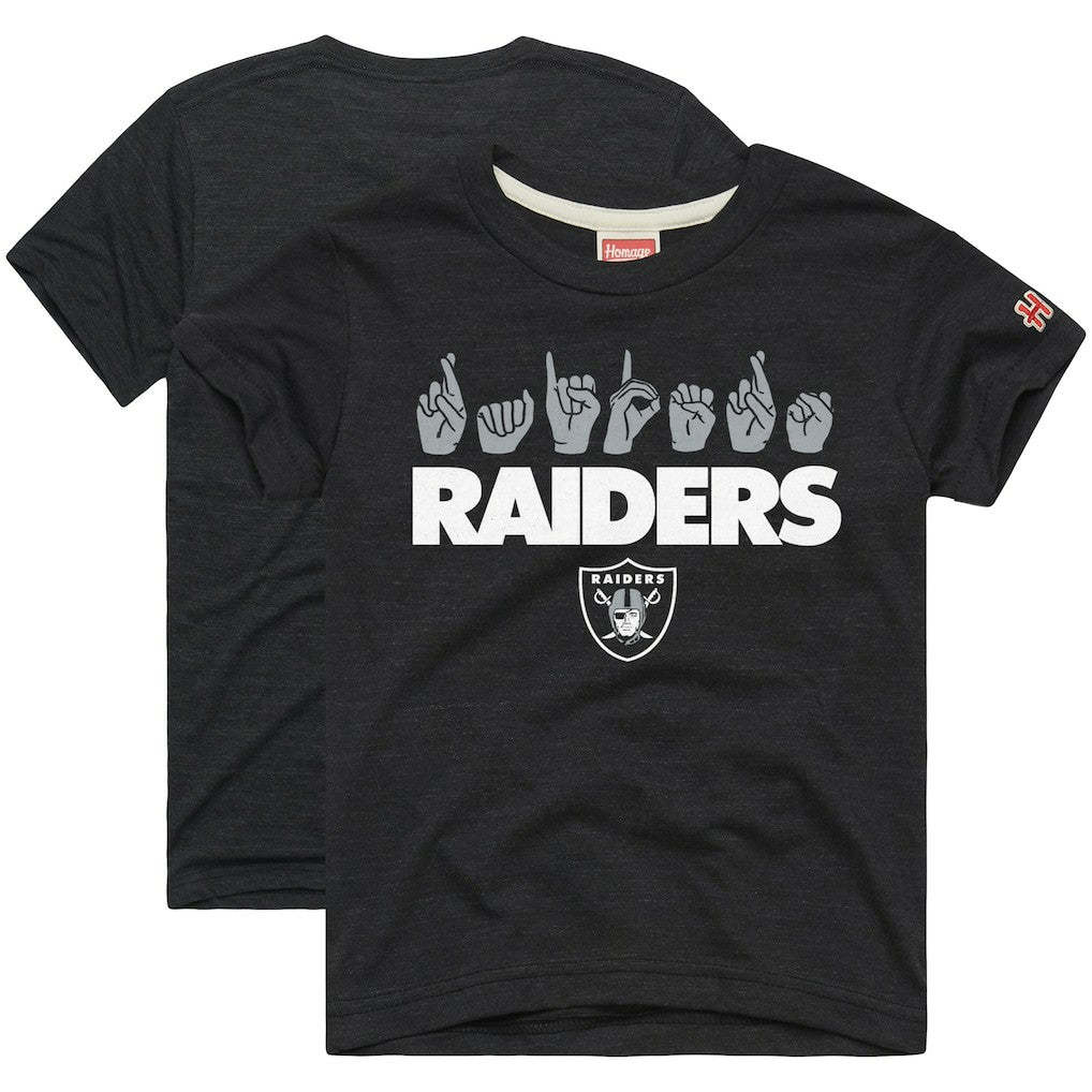 NFL Las Vegas Raiders Homage Youth Love Sign x ASL 2.0 Tri-Blend T-Shirt