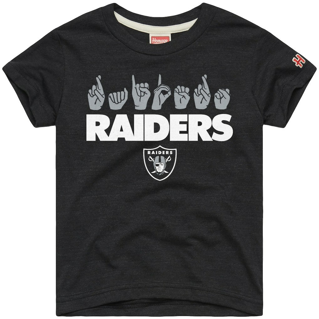 NFL Las Vegas Raiders Homage Youth Love Sign x ASL 2.0 Tri-Blend T-Shirt