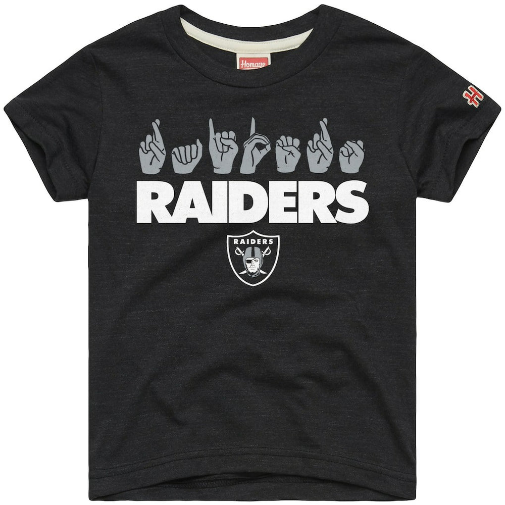 NFL Las Vegas Raiders Homage Youth Love Sign x ASL 2.0 Tri-Blend T-Shirt