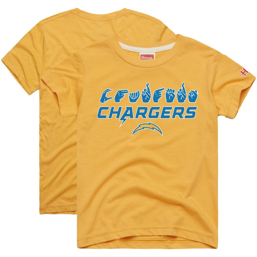 NFL Los Angeles Chargers Homage Youth Love Sign x ASL 2.0 Tri-Blend T-Shirt
