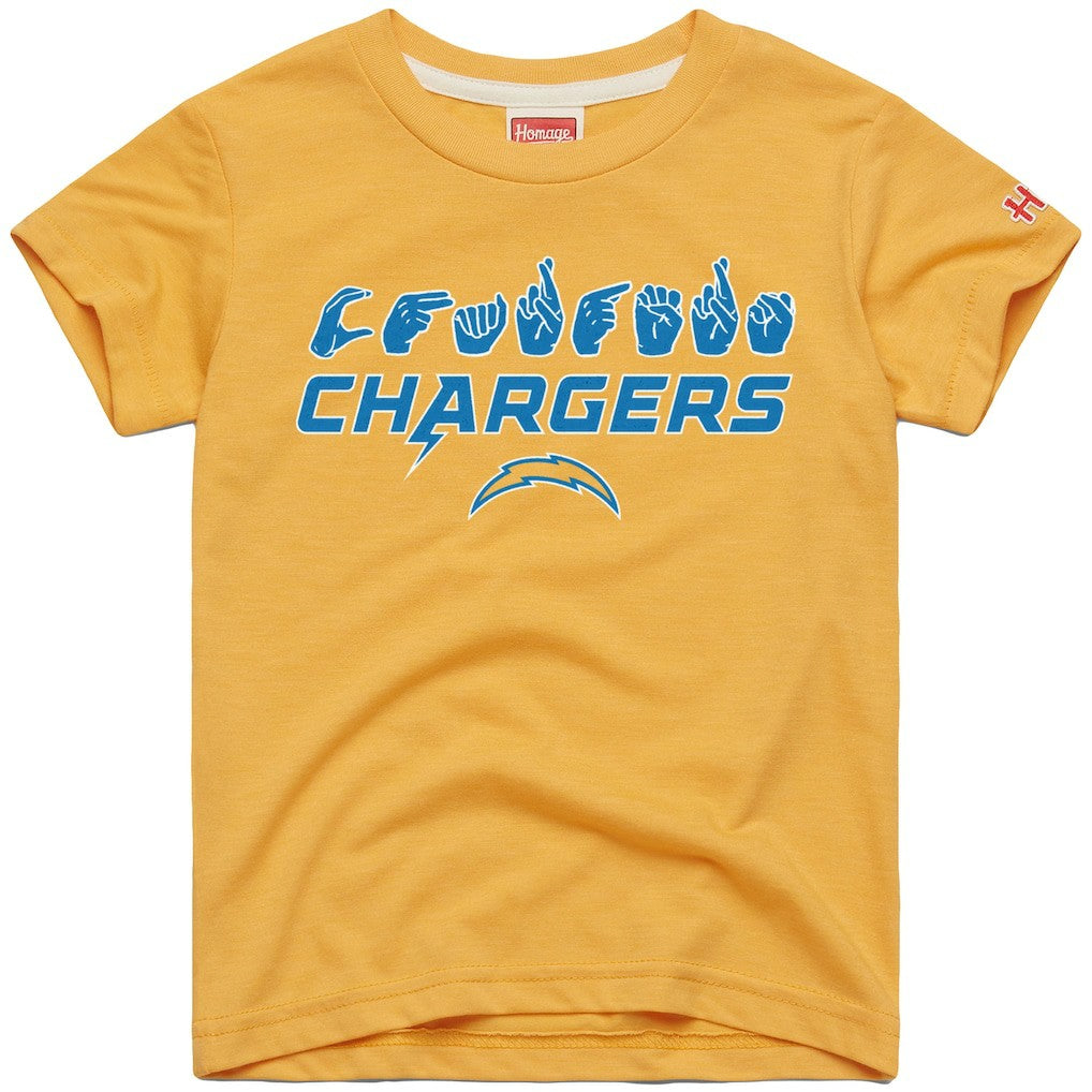 NFL Los Angeles Chargers Homage Youth Love Sign x ASL 2.0 Tri-Blend T-Shirt