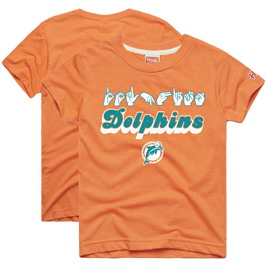 NFL Miami Dolphins Homage Youth Love Sign x ASL 2.0 Tri-Blend T-Shirt