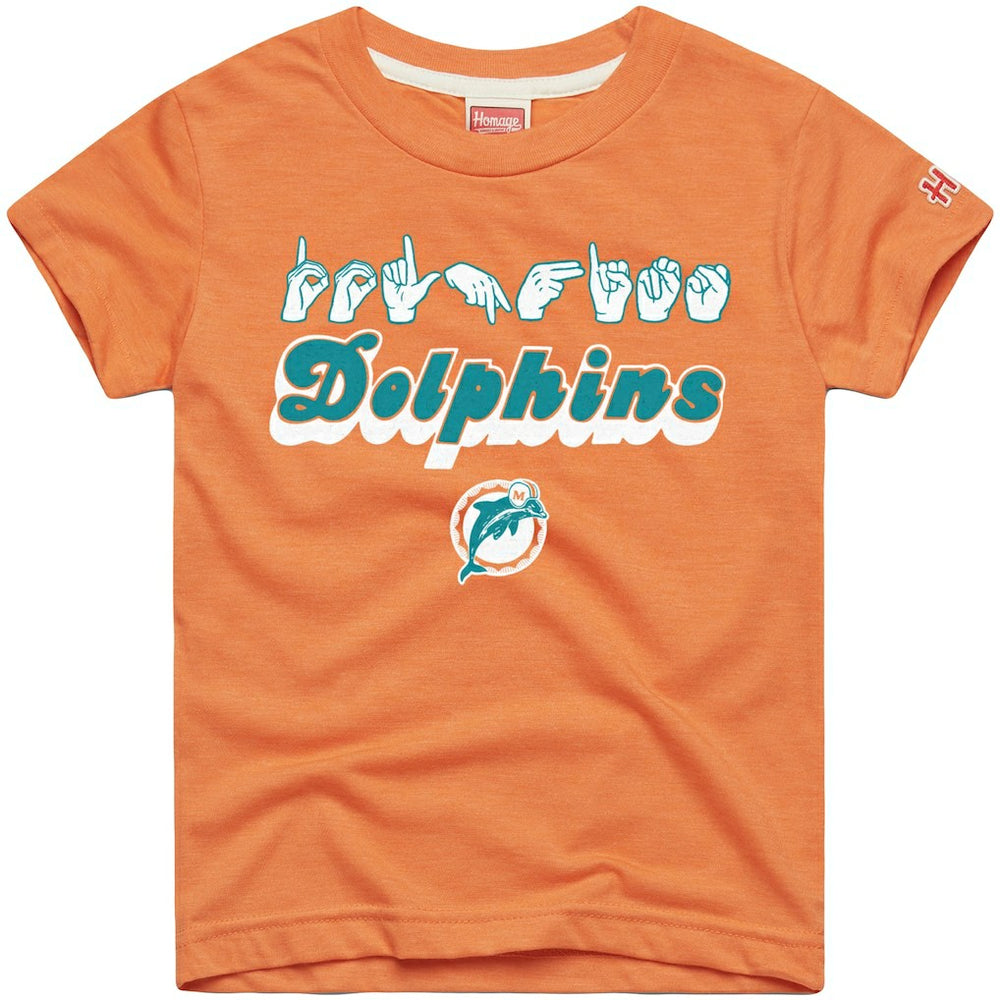 NFL Miami Dolphins Homage Youth Love Sign x ASL 2.0 Tri-Blend T-Shirt