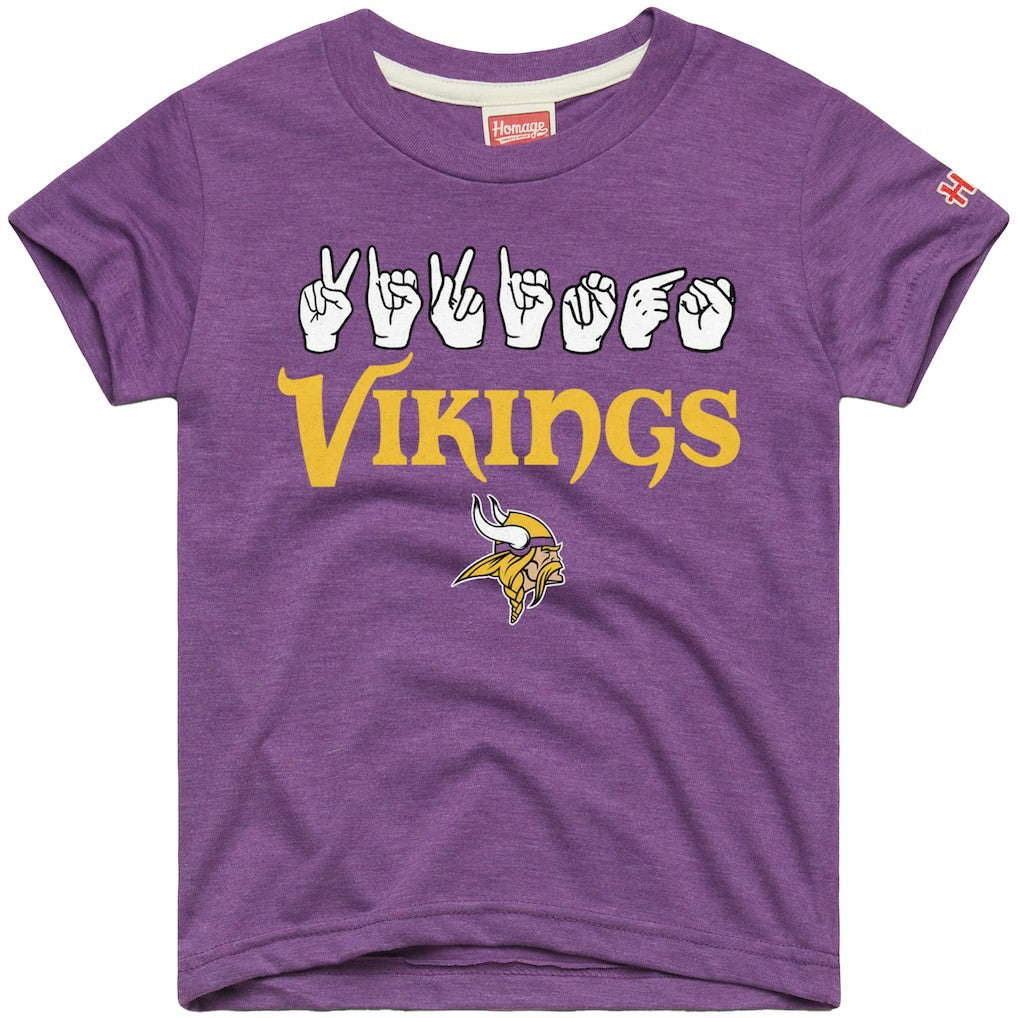 NFL Minnesota Vikings Homage Youth Love Sign x ASL 2.0 Tri-Blend T-Shirt