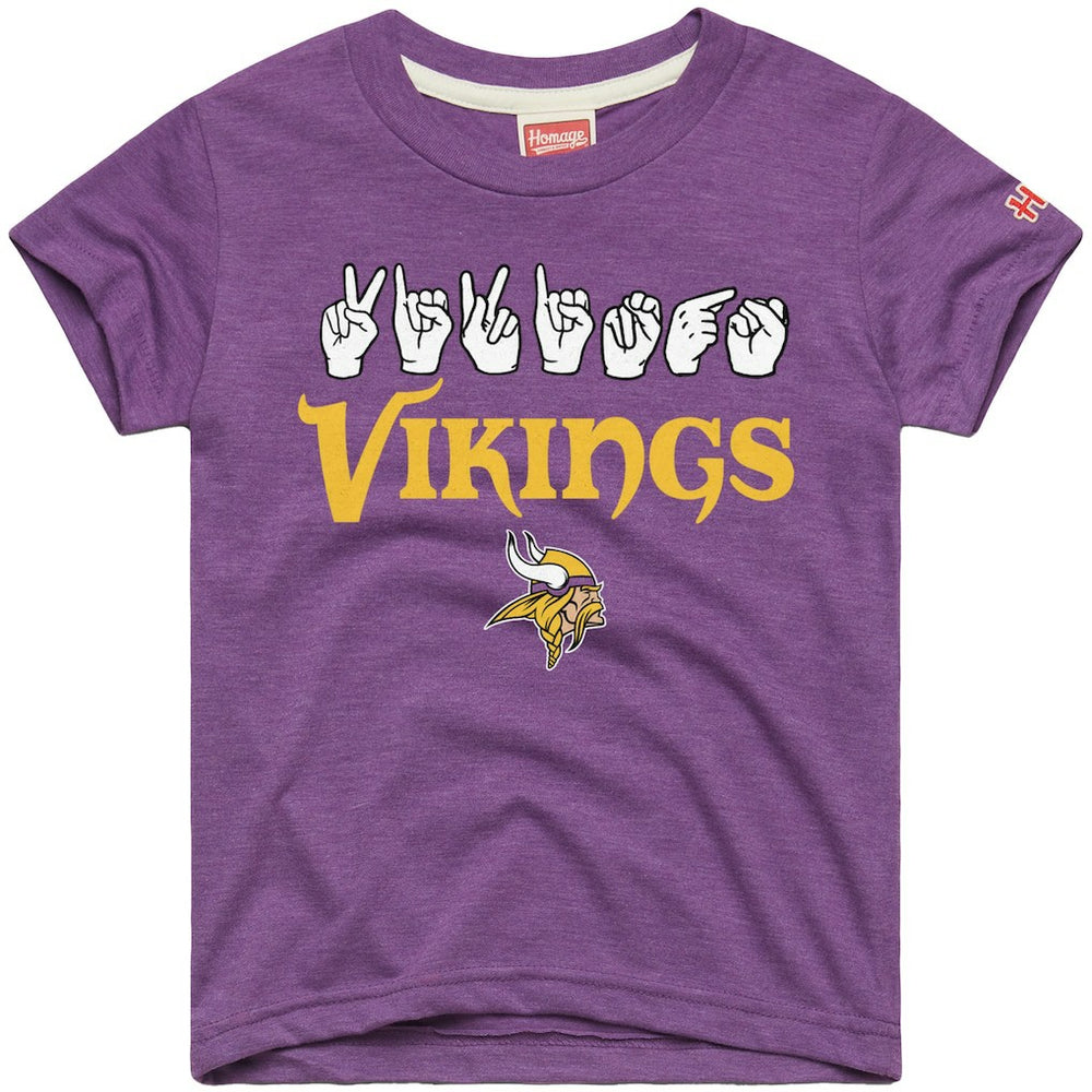 NFL Minnesota Vikings Homage Youth Love Sign x ASL 2.0 Tri-Blend T-Shirt