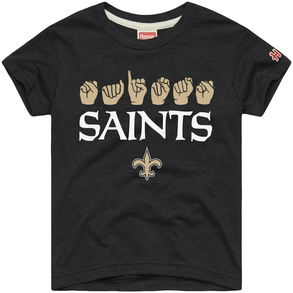 NFL New Orleans Saints Homage Youth Love Sign x ASL 2.0 Tri-Blend T-Shirt