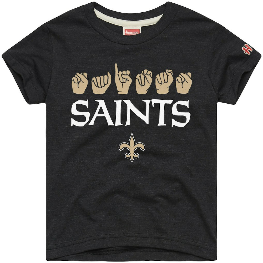 NFL New Orleans Saints Homage Youth Love Sign x ASL 2.0 Tri-Blend T-Shirt