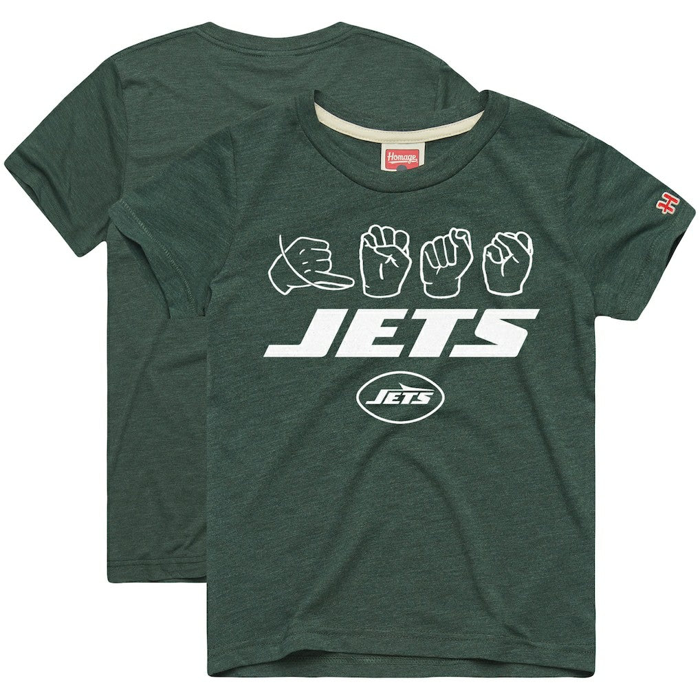 NFL New York Jets Homage Youth Love Sign x ASL 2.0 Tri-Blend T-Shirt