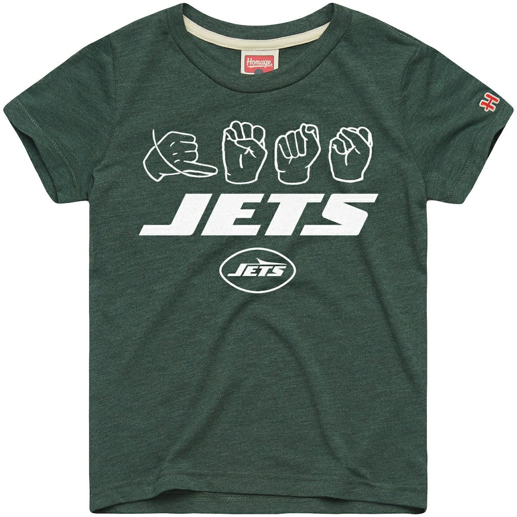 NFL New York Jets Homage Youth Love Sign x ASL 2.0 Tri-Blend T-Shirt