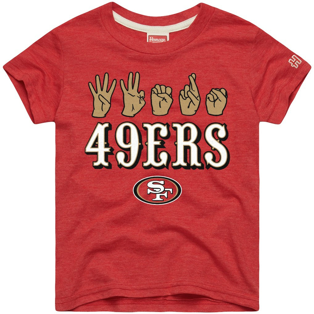 NFL San Francisco 49ers Homage Youth Love Sign x ASL 2.0 Tri-Blend T-Shirt