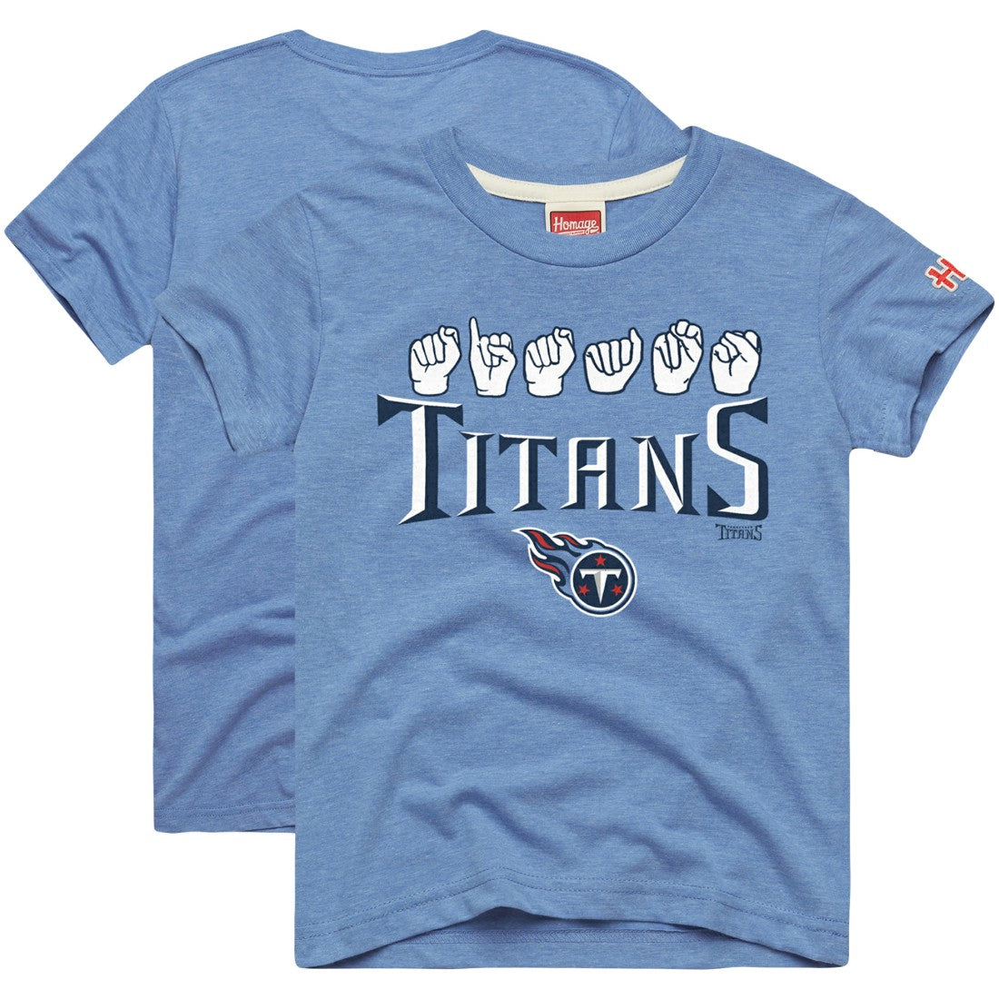 NFL Tennessee Titans Homage Youth Love Sign x ASL 2.0 Tri-Blend T-Shirt