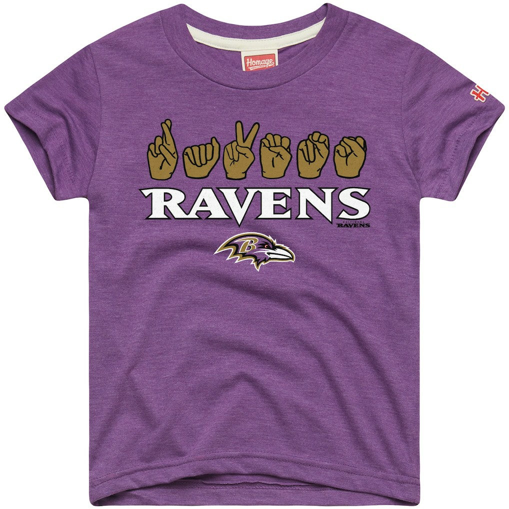 NFL Baltimore Ravens Homage Youth Love Sign x ASL 2.0 Tri-Blend T-Shirt