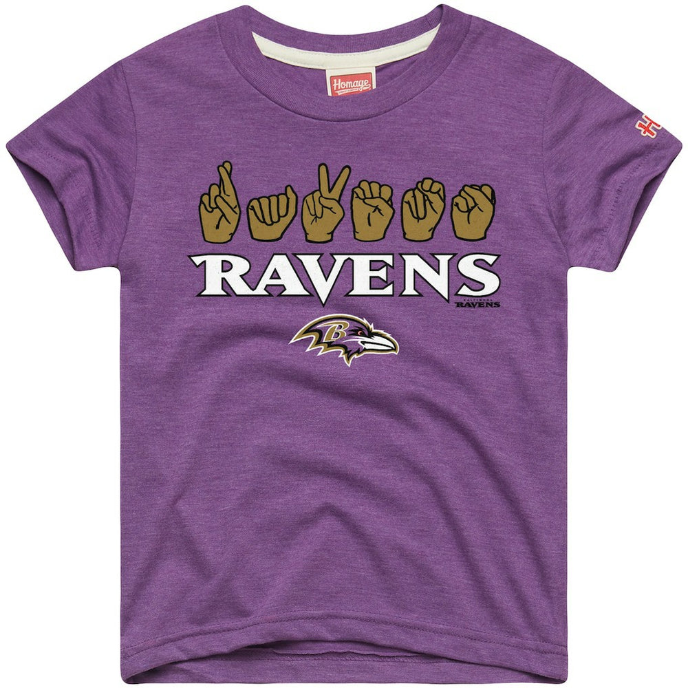 NFL Baltimore Ravens Homage Youth Love Sign x ASL 2.0 Tri-Blend T-Shirt