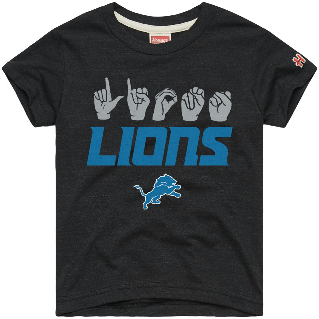 NFL Detroit Lions Homage Youth Love Sign x ASL 2.0 Tri-Blend T-Shirt