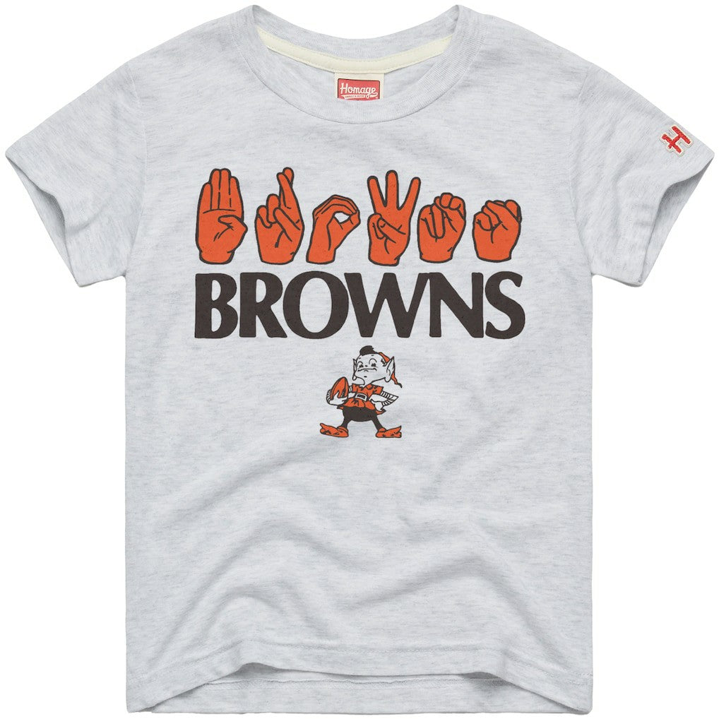 NFL Cleveland Browns Homage Youth Love Sign x ASL 2.0 Tri-Blend T-Shirt