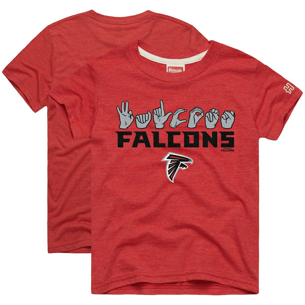 NFL Atlanta Falcons Homage Youth Love Sign x ASL 2.0 Tri-Blend T-Shirt