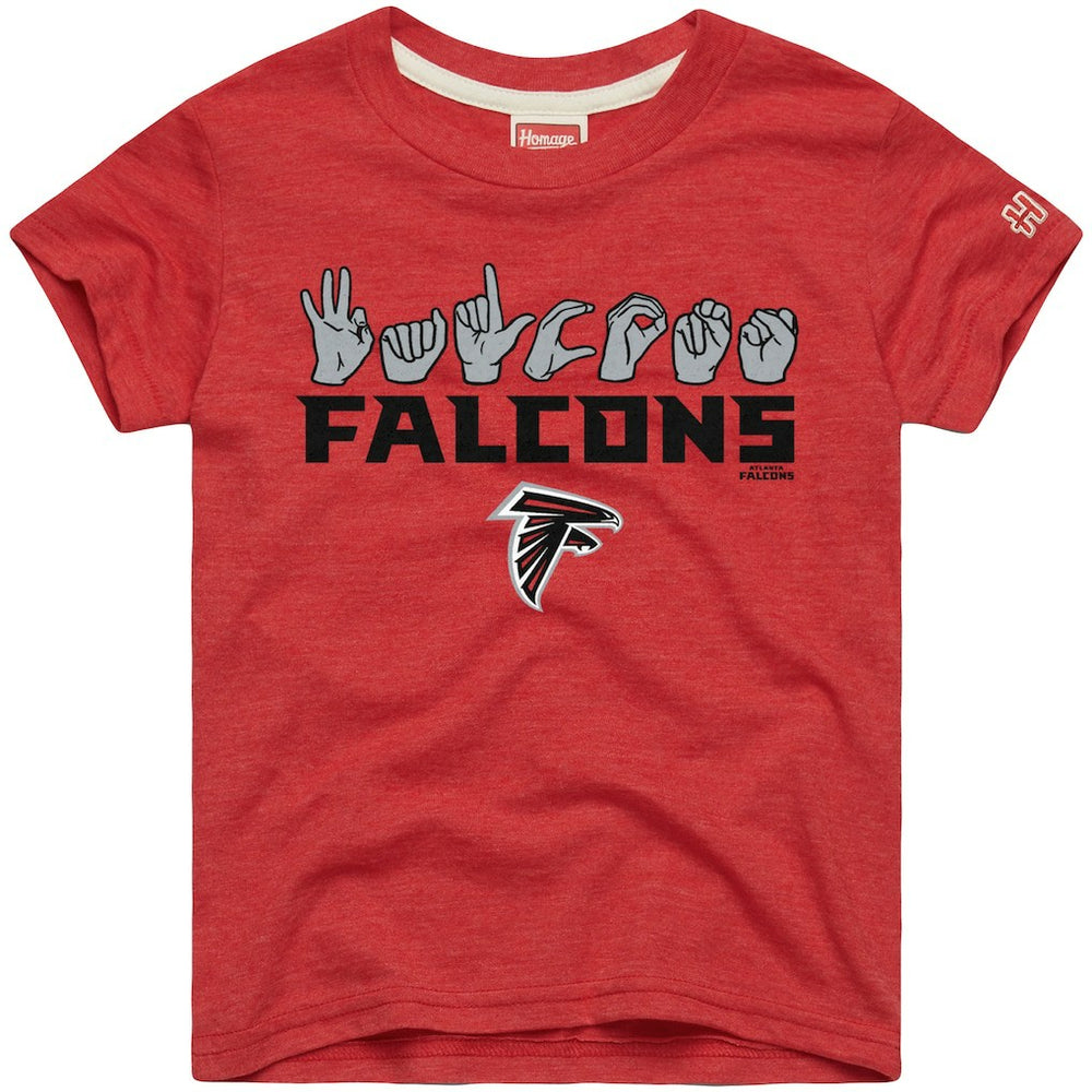 NFL Atlanta Falcons Homage Youth Love Sign x ASL 2.0 Tri-Blend T-Shirt
