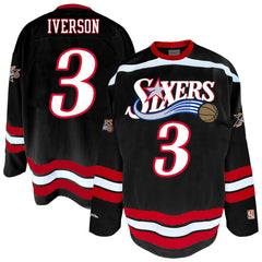 Allen Iverson Philadelphia 76ers Big & Tall NBA Hockey Jersey - Black | Mitchell & Ness for sale