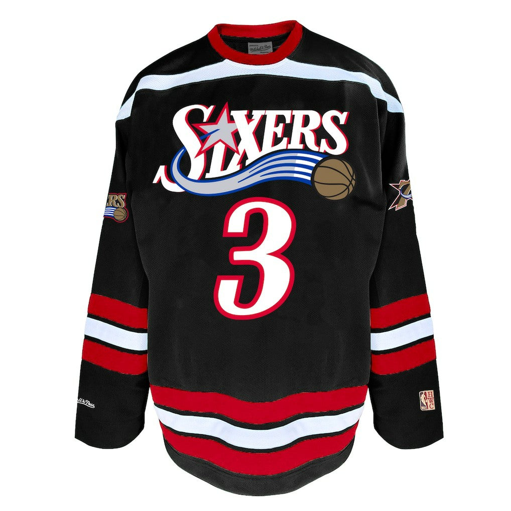 Allen Iverson Philadelphia 76ers Big & Tall NBA Hockey Jersey - Black | Mitchell & Ness for sale